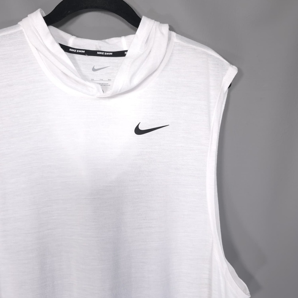 NIKE SWIM Essential Women's XXL Hooded Cover Up Dress White Pockets Sleeveless - Picture 7 of 9